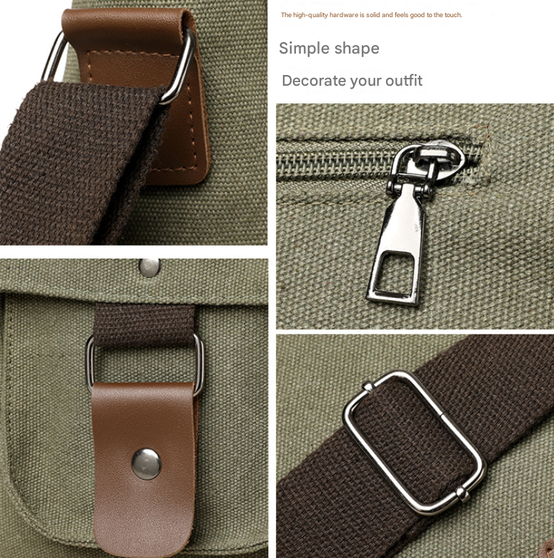 Brown Vintage Canvas Messenger Bag Men Crossbody Satchel Durable Shoulder Bag for Work and Travel Multi Pocket Casual Daypack 4