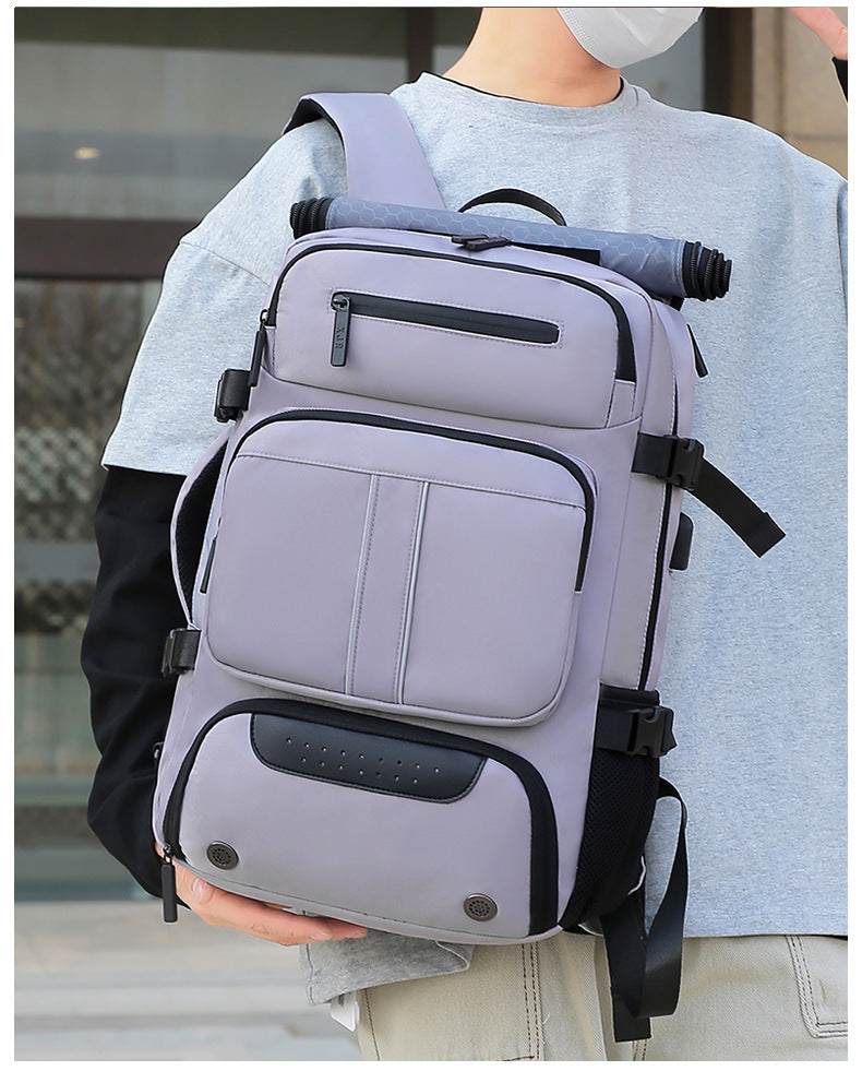 Large Capacity Convertible Travel Backpack - 16" Laptop Compartment, Shoe Pouch & USB Port(Grey) 5