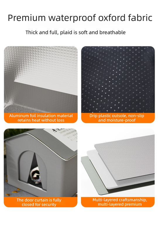 Large Size Elevated Indoor/Outdoor Pet Shelter(grey): Waterproof, Insulated for All-Season Warmth 3