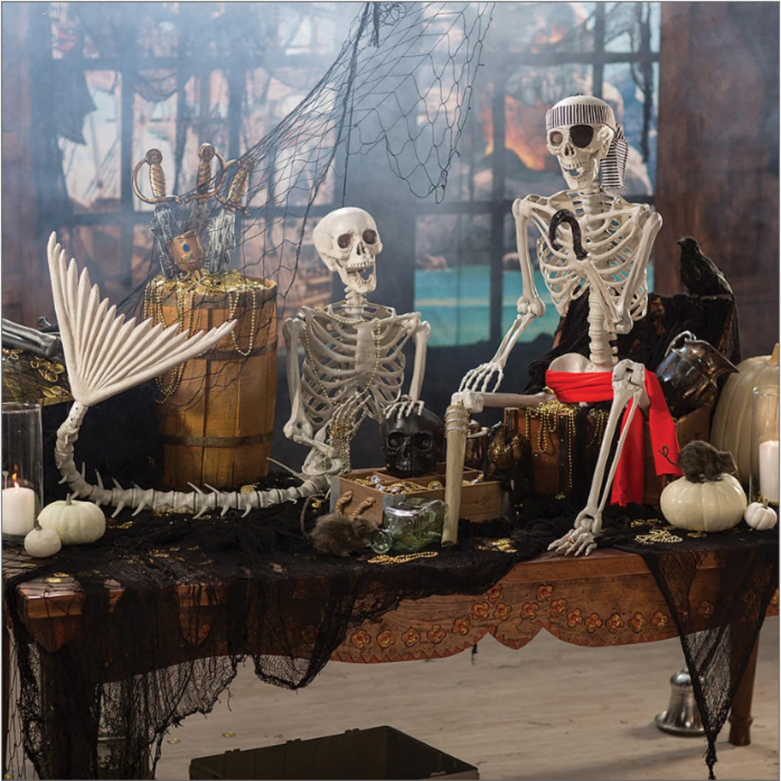 Halloween 31.5 inch  Poseable Mermaid Skeleton Prop Haunted Decor 3