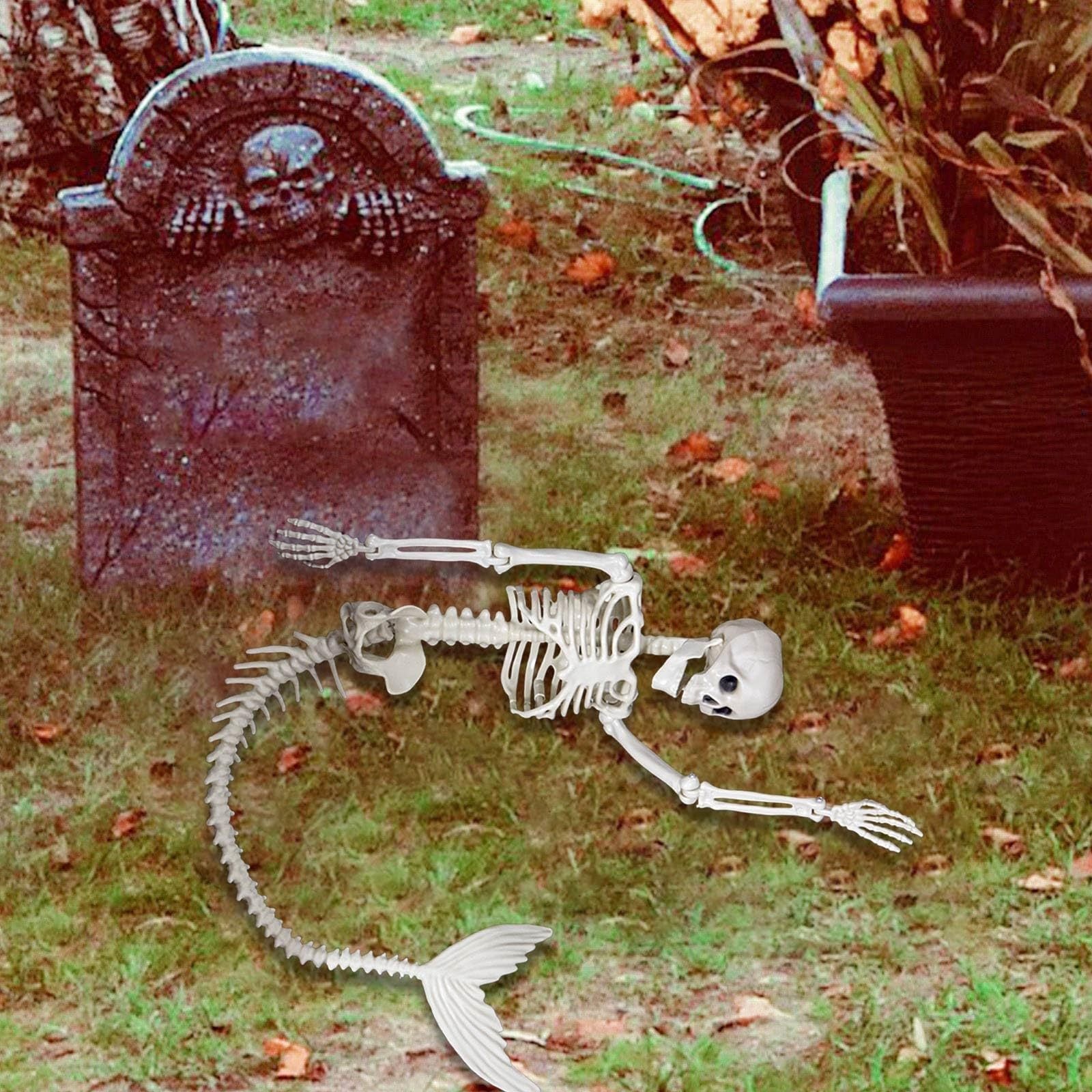 Halloween 31.5 inch  Poseable Mermaid Skeleton Prop Haunted Decor 4