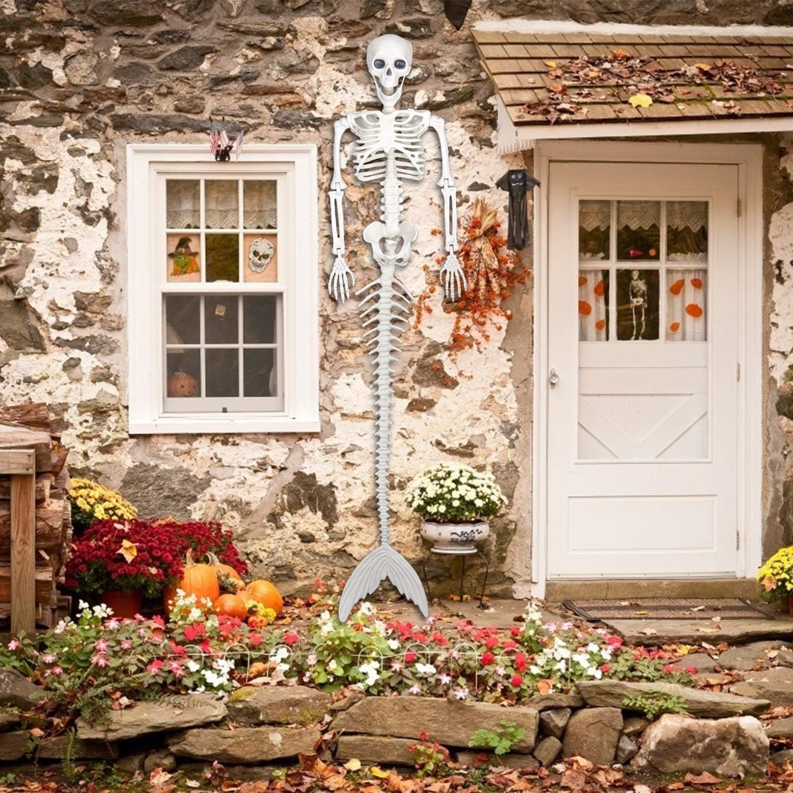 Halloween 31.5 inch  Poseable Mermaid Skeleton Prop Haunted Decor 5