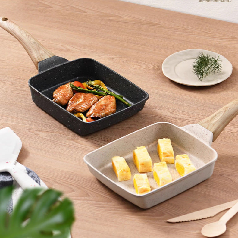 White Rectangular Non-Stick Frying Pan 19×14×4cm - Open, Induction & Gas Compatible 6