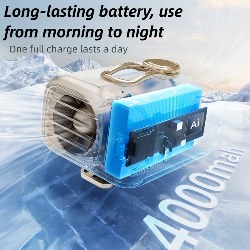 White Portable Fan for Outdoor, Waist Clip, and Desktop Cooling 3