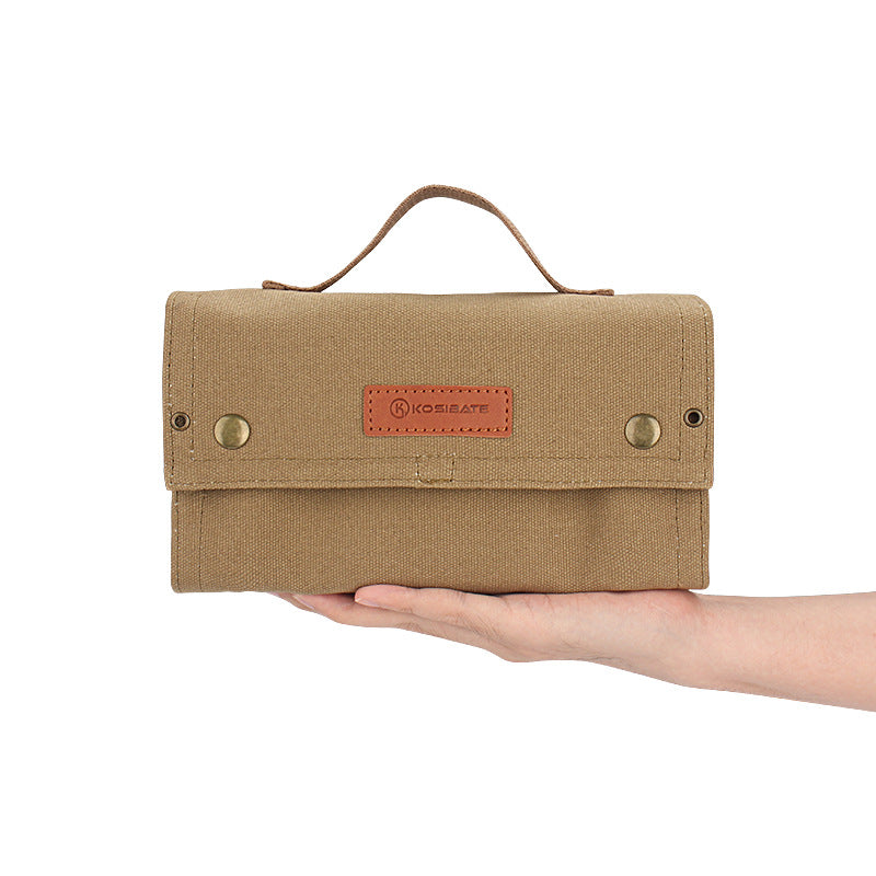 Khaki canvas spice storage box (9.1 x 4.7 x 2.8 inches) With 10 bottles 5