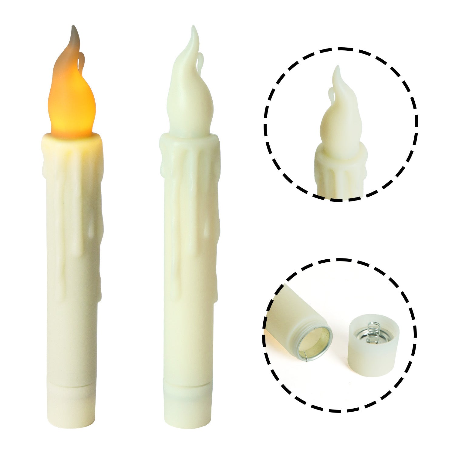 12-Pack LED Taper Candles, Remote, Hooks, & Line 4