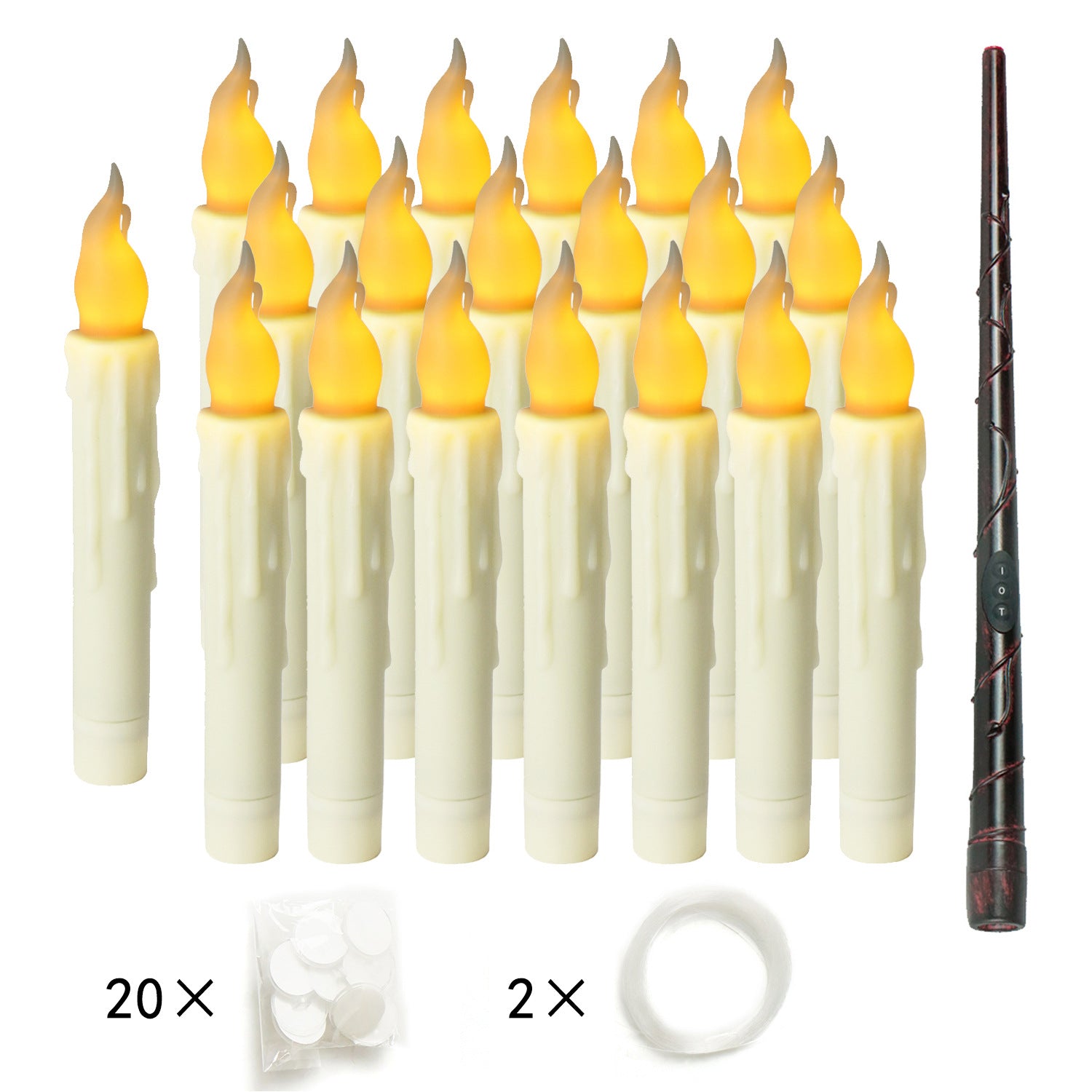 20-Pack LED Taper Candles, Remote, Hooks, & Line 3
