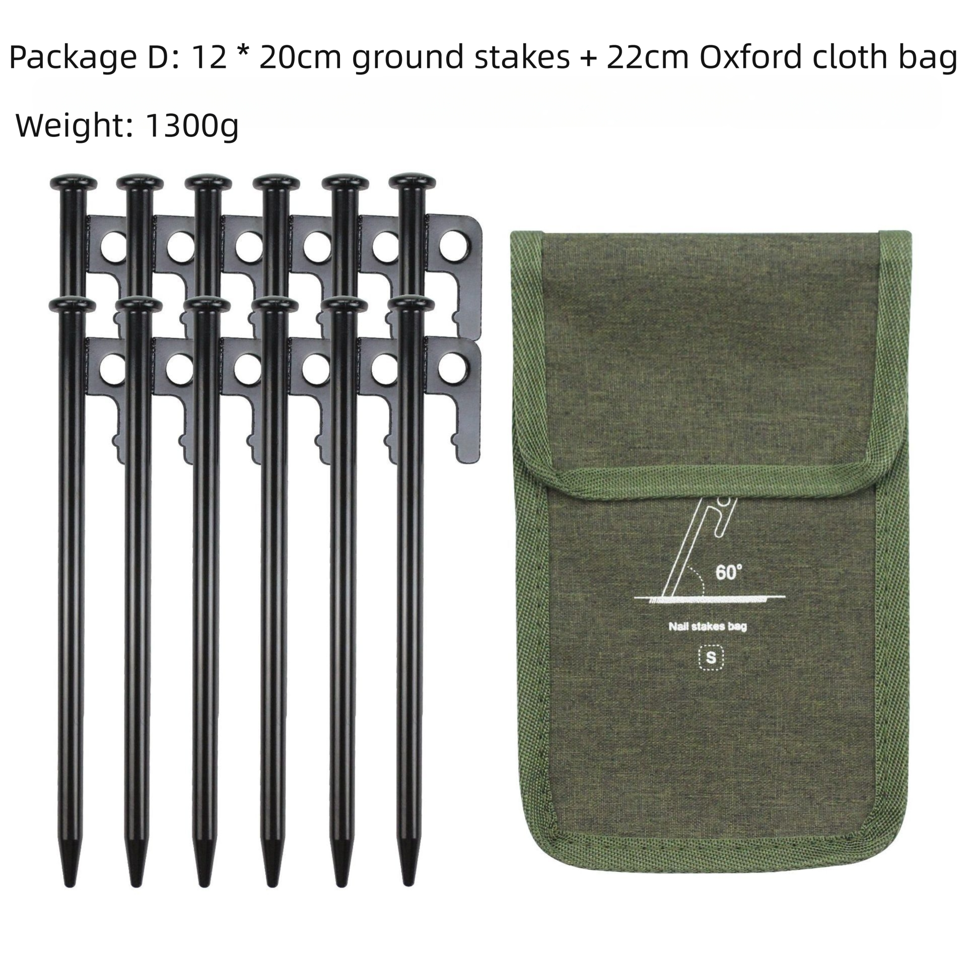 2pc Heavy-Duty 20cm Tent Stakes Kit (12 Pegs/pc) with Carry Bag