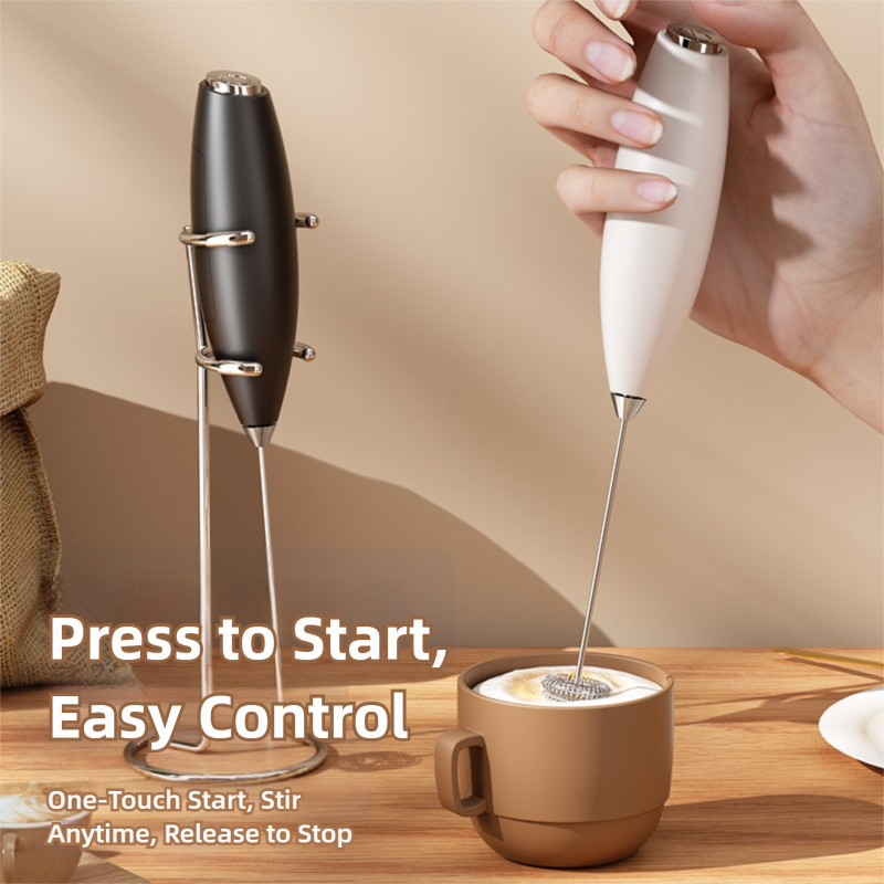 White Battery-Powered Frother and Whisk with Stand 3