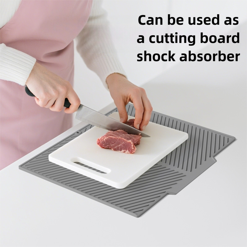 2PC White Multi-Use Drain Mat (37x27 cm) – Non-Slip Heat Protection for Dish Drying & Prep 4