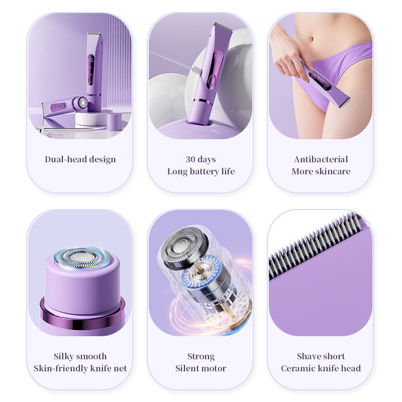 Purple Lectric Bikini Trimmer for Women, 1 Set Rechargeable 2 in 1 Body & FacialHair Removal 3
