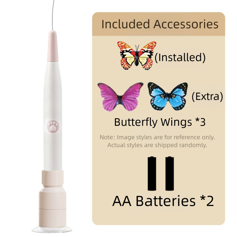 Automatic Interactive Butterfly Cat Toy – Electric Rotating Wand with 60CM Steel Wire, Suction Base & 2 Smart Modes for Kitten Enrichment 3