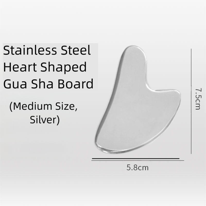 Stainless Steel Heart Gua Sha Facial Tools - Medium Size (7.5x5.8cm) for Face and Body, Massager for Reducing Puffiness