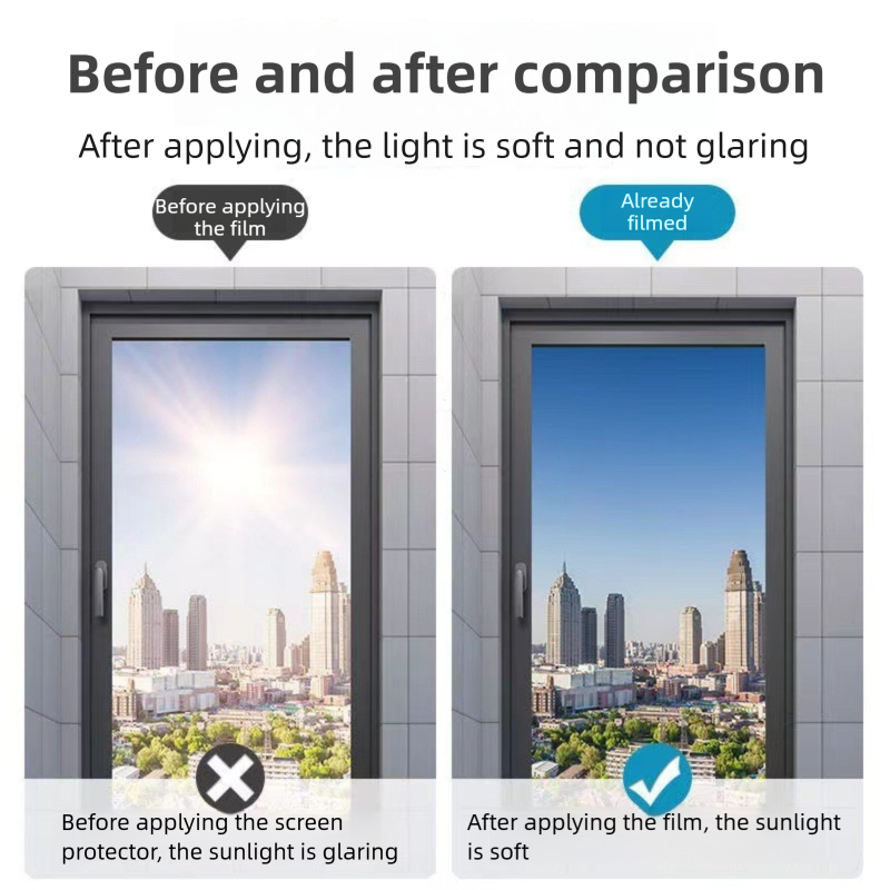 Premium 6-Layer Dark Grey Window Film for Home/Office – Reflective One-Way Privacy, 50cm x 2m One Roll, UPF 50+ UV Block,With Full Install Tools 3