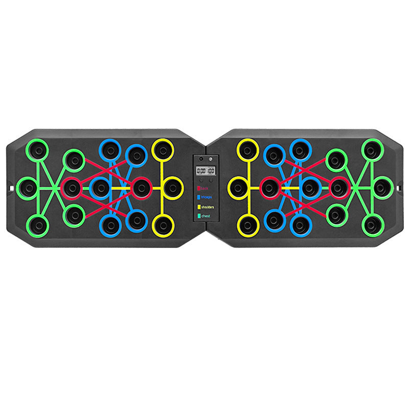 30-Hole Black Foldable Smart Push Up Board with Digital Counter/Timer, Resistance Bands for Full Body Home Workout 4