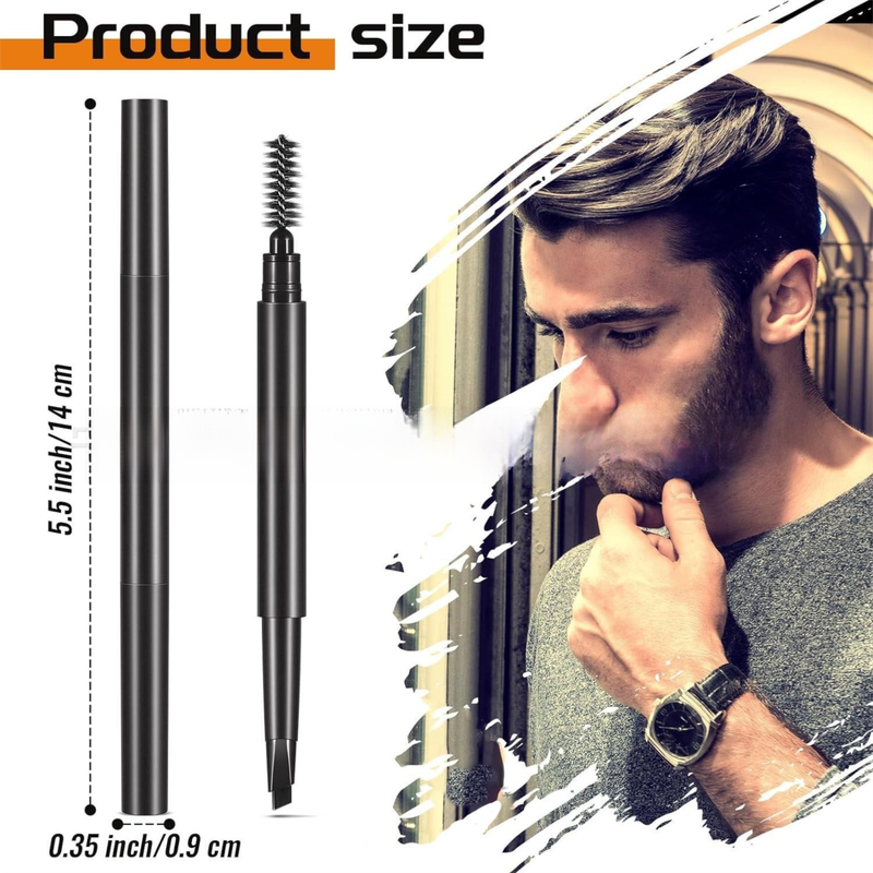 4-Pack Black Beard Filler Pen for Men - Waterproof, Precision Tip and Brush for Covering Beard and Hairline 4