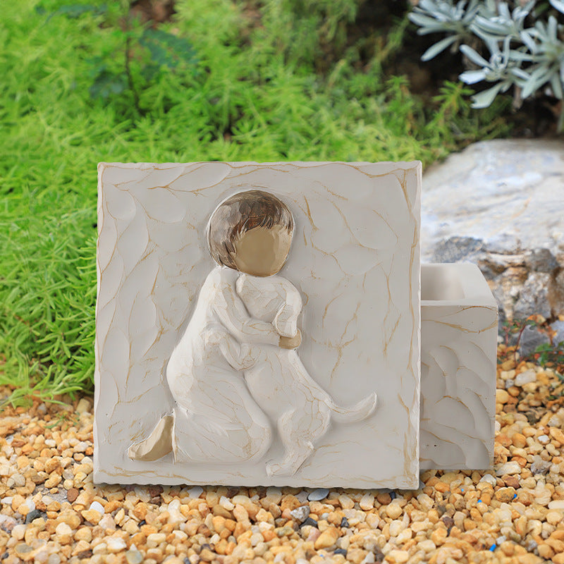 Resin Pet Urn Keepsake Box(8.5*8.5*5.3CM) – Child Hugging Dog Cremation Memorial 4