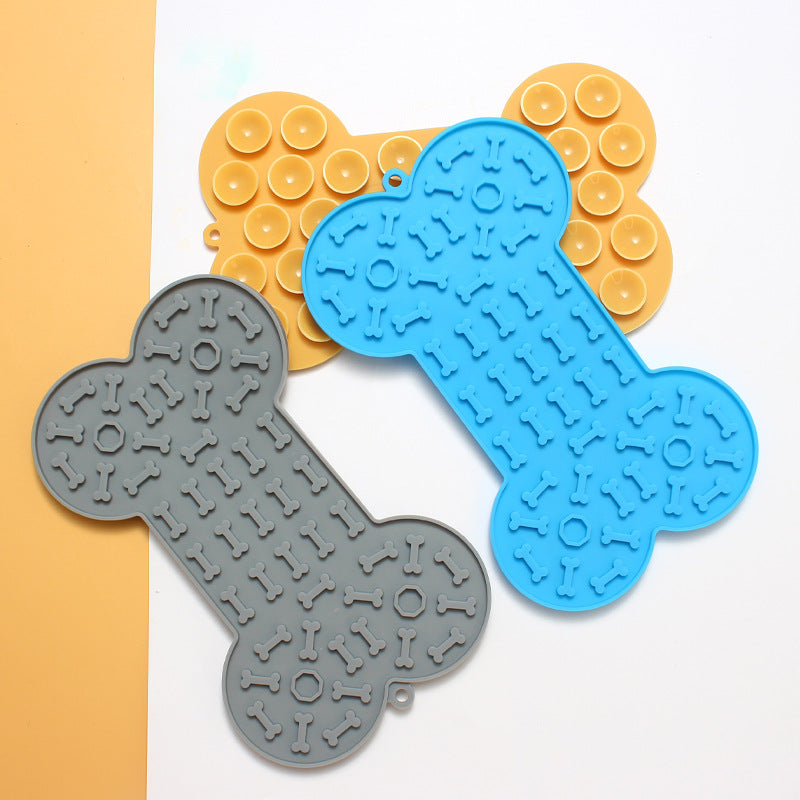 2-Pack Yellow Food Grade Silicone Dog Lick Mat - Bone Shape Slow Feeder for Anxiety Relief, Training & Bath Time - Non-Slip Suction Cups