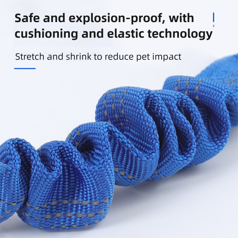 2PC Blue Adjustable Dog Car Safety Seat Belt Leash - Anti-Shock Bungee Headrest Restraint with Reflective Stitching & 316 Stainless Steel Clip 4