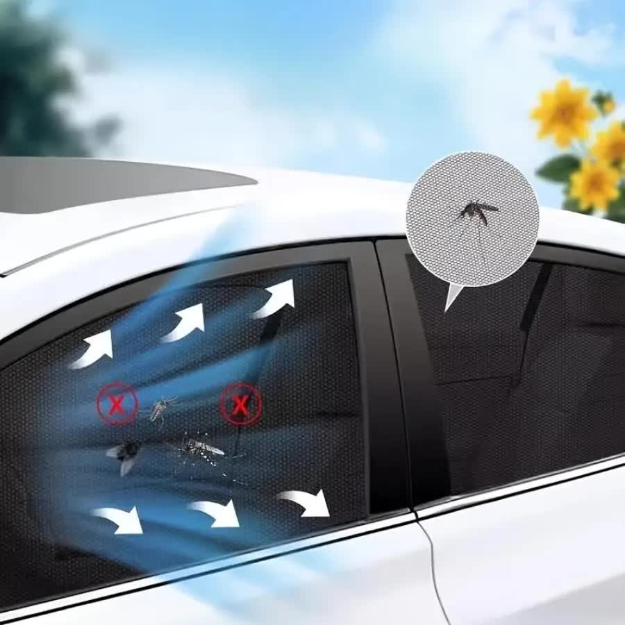 4PCS Car Curtain Screen Mosquito Net for SUV(2 Front + 2 Rear) - Anti-mosquito Shade in Summer, Sun Protection Ventilation Heat Insulation 3
