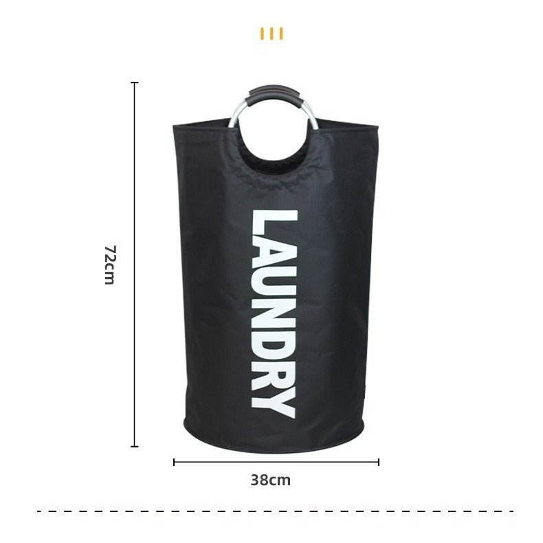 Dark Grey Oxford Fabric Large-capacity Foldable Dirty Clothes Basket (38×72CM) - With Waterproof Coating & Aluminum Carry Handles For Laundry Room Dorm 3