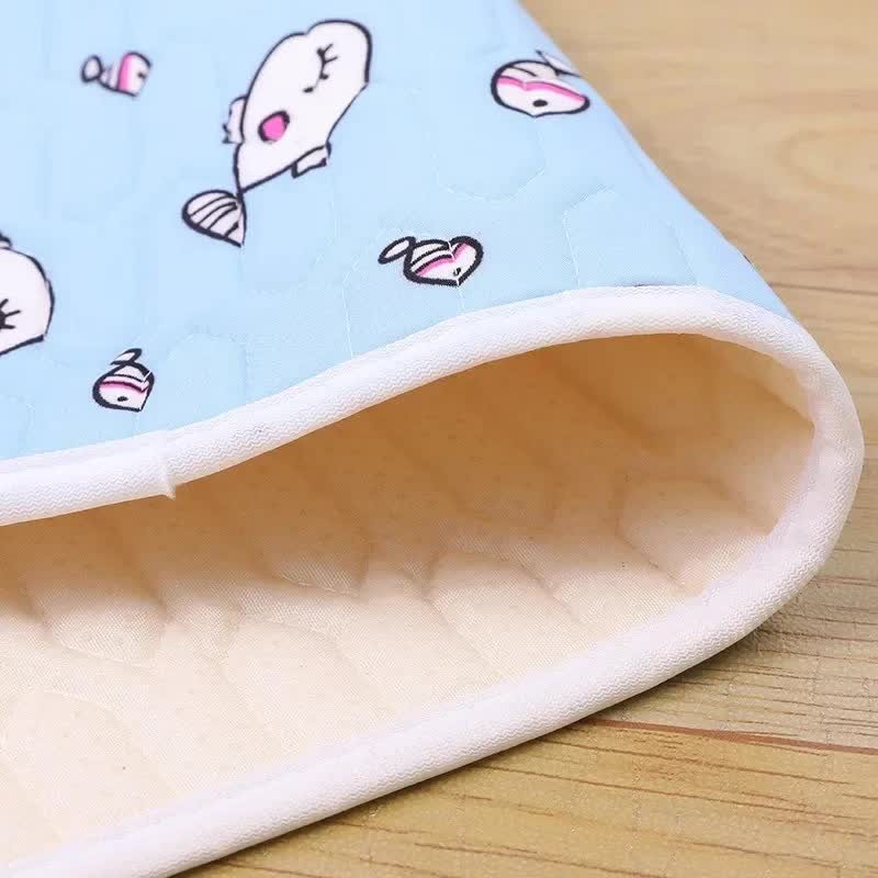 2-Pack Blue Fish Pet Summer Cooling Latex Pad (M Size: 50*40cm) - Breathable Ice Silk & Latex-Filled Dog Bed Cat Sleeping Mat with Non-Slip Base 3