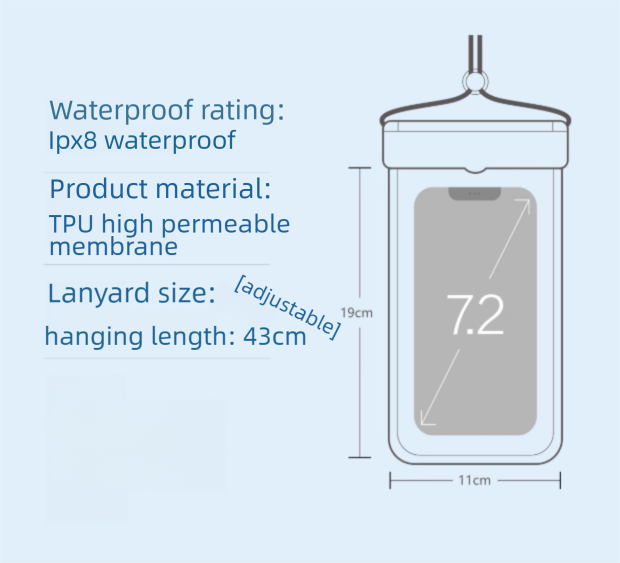 3-PCS Blue IPX8 Waterproof Phone Pouch(19×11 CM) - Universal Touch Screen & Underwater Photo Case for Swimming, Snorkeling, and Beach 6