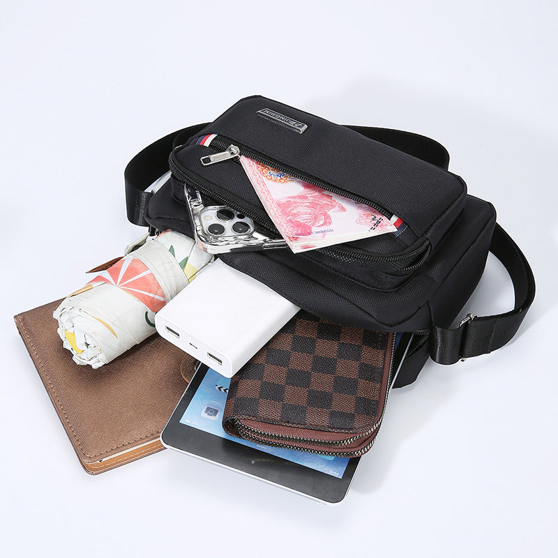 Brown Dual-Style Men's Oxford Cloth Crossbody Bag Bundle - Oxford Cloth Business Shoulder Bag, Multi-Functional Large Capacity, Fits 8-inch Tablet 4