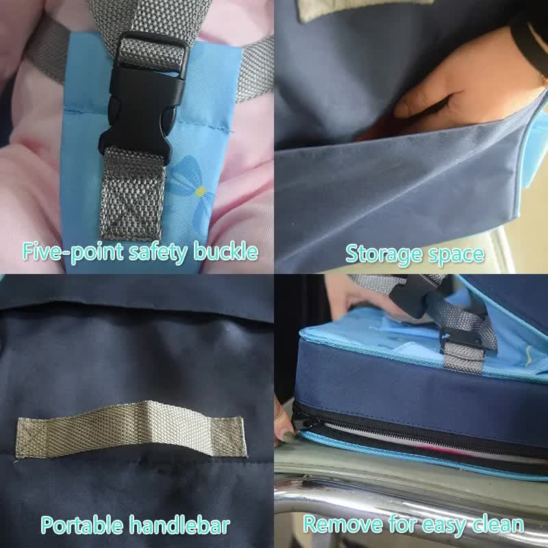 Blue Multi-Functional Portable Highchair Booster Seat for Infants & Kids - Ultra-Lightweight Foldable Travel Dining Chair Bag