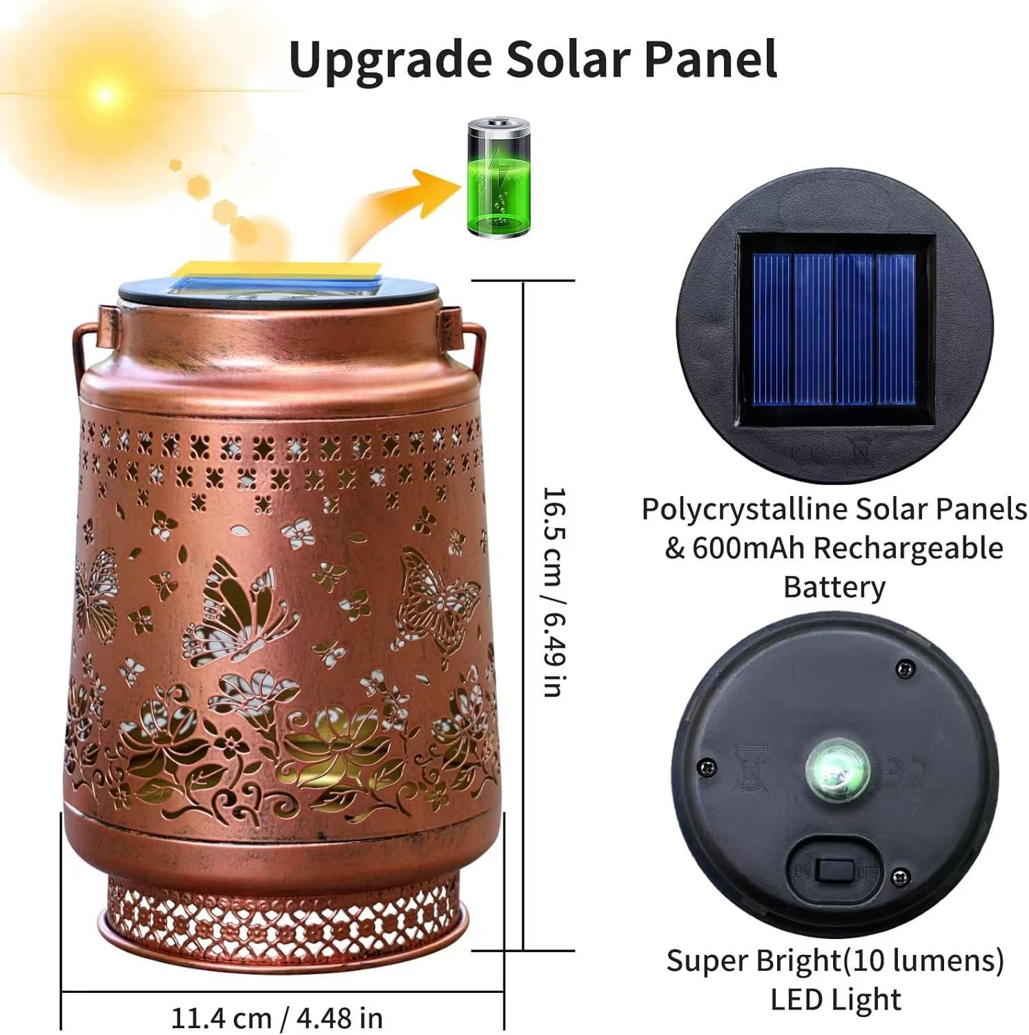 2-Pack Decorative Solar Butterfly Hanging Lantern(11x11x17CM) - Waterproof Metal Hollow-Carved Outdoor Garden Projection Light for Garden and Patio