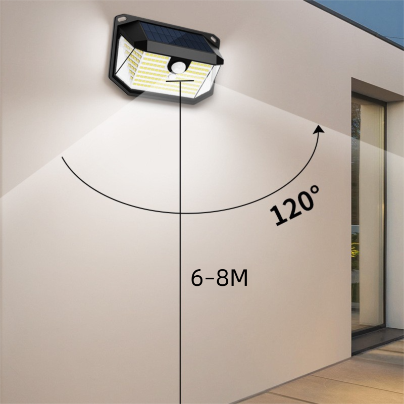 2-Pack Solar Motion Sensor Wall Light(416-Bead LED) -  3 Lighting Modes, IP64 Waterproof, Three-Sided Wide-Angle Lighting for Outdoor Security and Garden Lighting 6