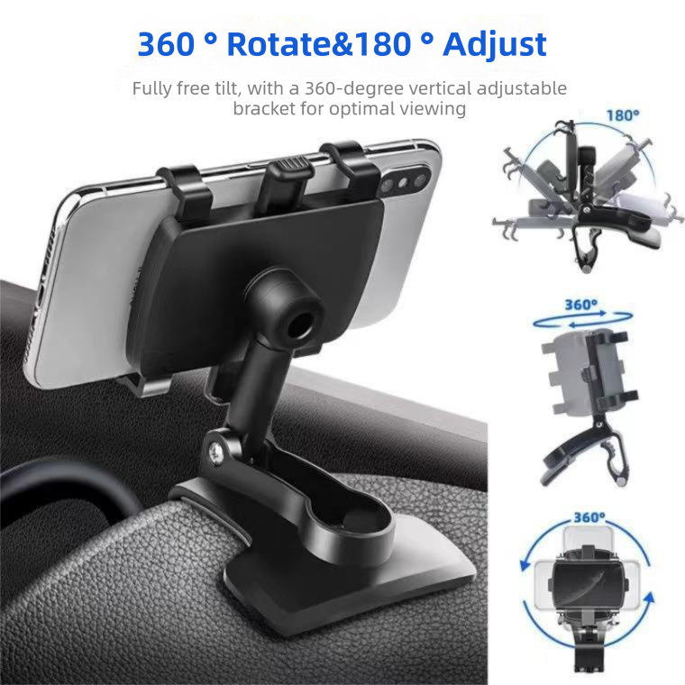 2-Pack Multi-Function 360° ABS Rotating Car Phone Holder - Universal Clip Mount for Dashboard, Rearview Mirror & Sun Visor with Anti-Slip 4
