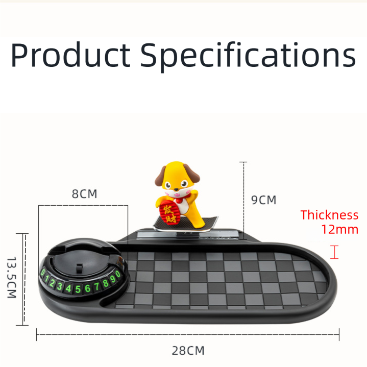 3-in-1 Cute pig Car Dashboard PVC Anti-Slip Mat - 360° Phone Holder & Magnetic Parking Plate, Washable, Non-Marking Grip 4