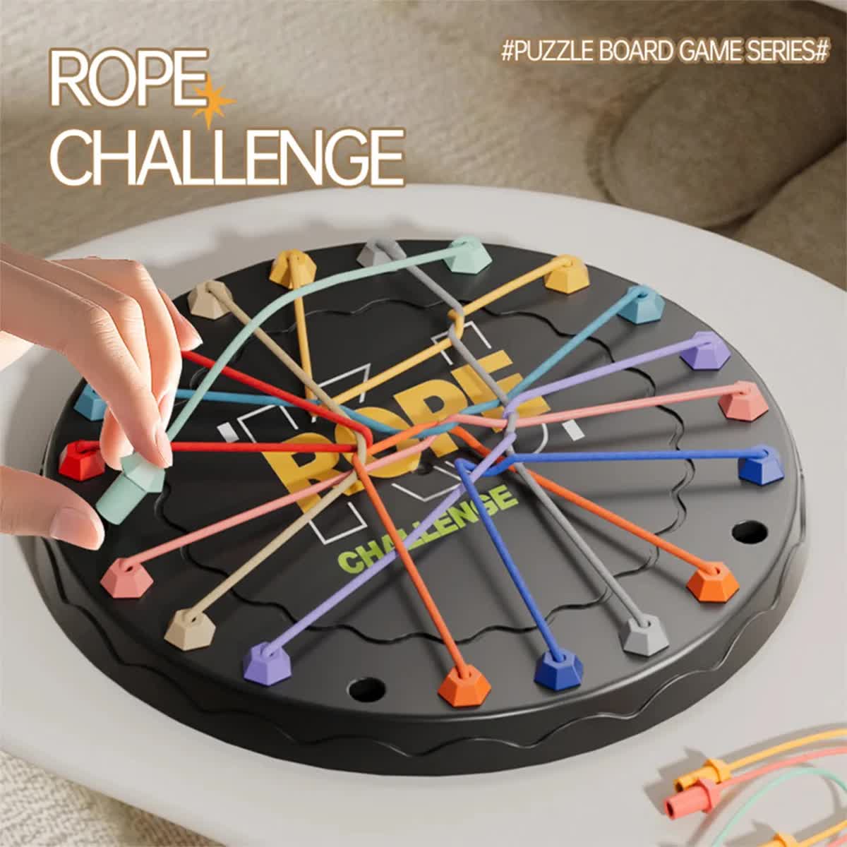 Rope Tangle Challenge Game (23x23CM) - Logic & Focus Educational Toy, Critical Thinking Puzzle for Kids & Family Interactive Fun 3