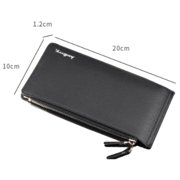 Black Men's Slim Long Bi-Fold Wallet - Multi-Card Holder & Credit Card Organizer with Coin Pocket, Simple PU Leather Clutch 4