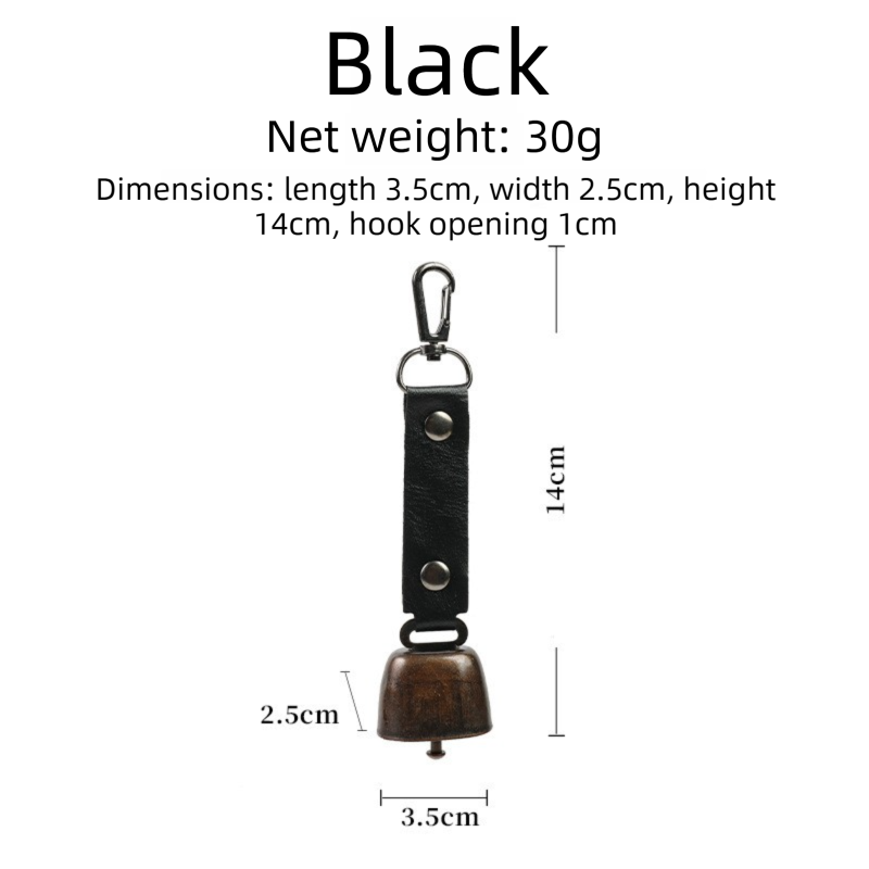 4-Pack Black Bear Bell & Anti-Lost PU Keyring Accessory(14 x 3.5 x 2.5CM) - Magnetic Silencing Design, Outdoor Safety Alarm for Hiking, Camping & Pet