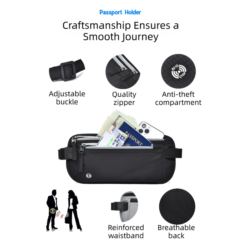 Pink RFID Blocking Slim Anti-Theft Fanny Pack for Outdoor Travel - Hidden Money Belt for Passport, Documents & Cash