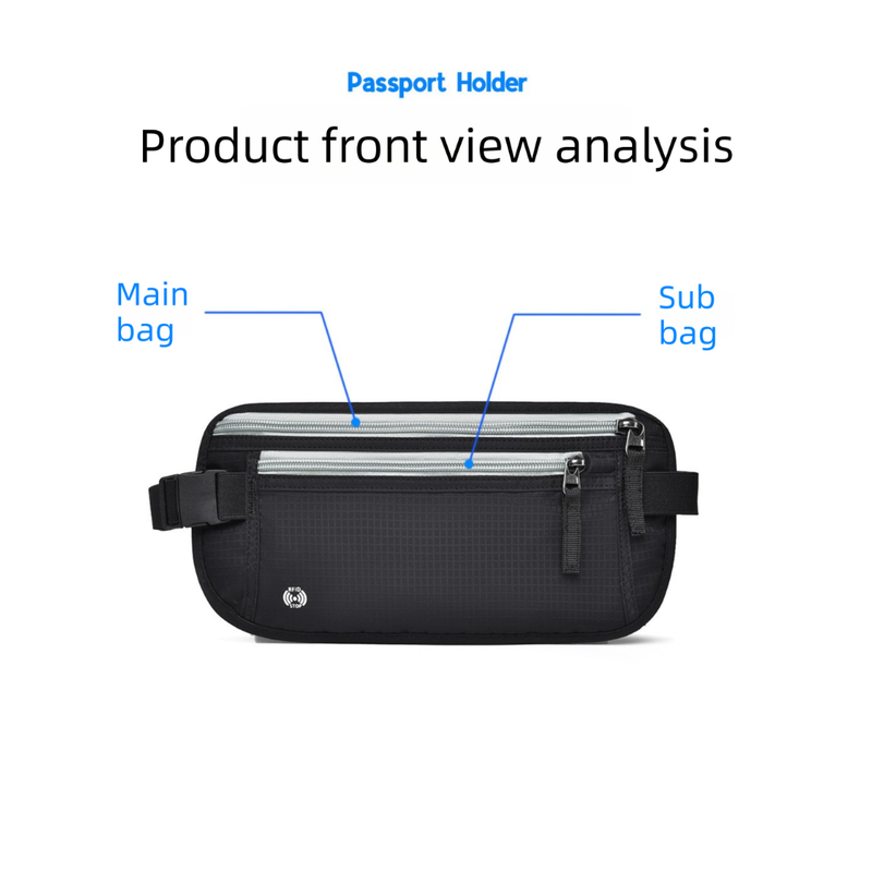 Blue RFID Blocking Slim Anti-Theft Fanny Pack for Outdoor Travel - Hidden Money Belt for Passport, Documents & Cash 3