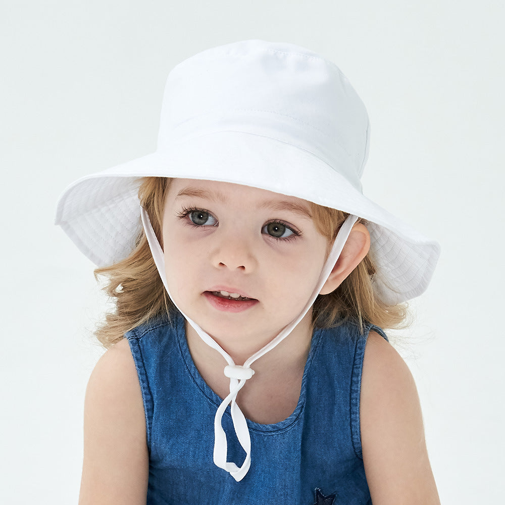 2-Pack White Kids Sun Hat and Travel Beach Fisherman Cap(S Size for Head Circumference 48-50) - Breathable UV Protection Cap