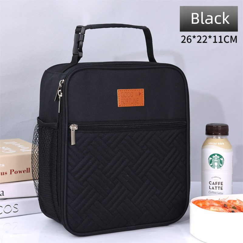 2-Pack Plaid Pattern Insulated Lunch Bag Set(Black & White) - Oxford Cloth Tote with Thermal Aluminum Foil, Large Capacity for Work and Picnic