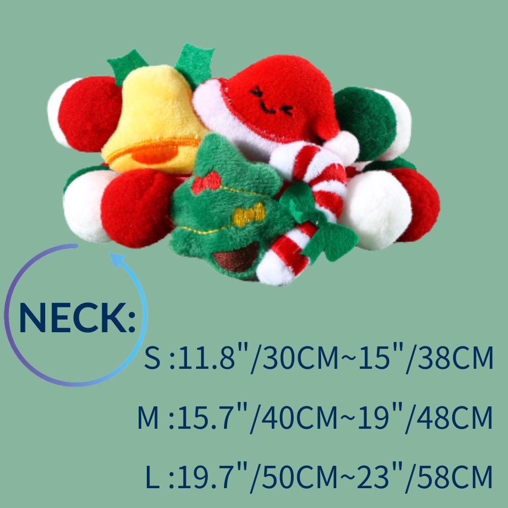 Christmas Pet Pom-Pom Adjustable Cotton Collar Set(2-Pack Size L) - Cat and Dog Holiday Costume, Cute Bell Hat and Tree Umbrella Designs 4