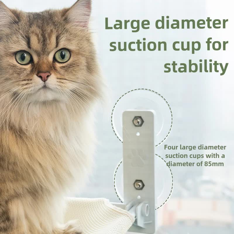 Foldable Window Faux Rabbit Fur Cat Perch(52 x 30 cm) - Warm Soft Plush Hammock with Strong 85mm Dual Suction Cups for Indoor Pets 3