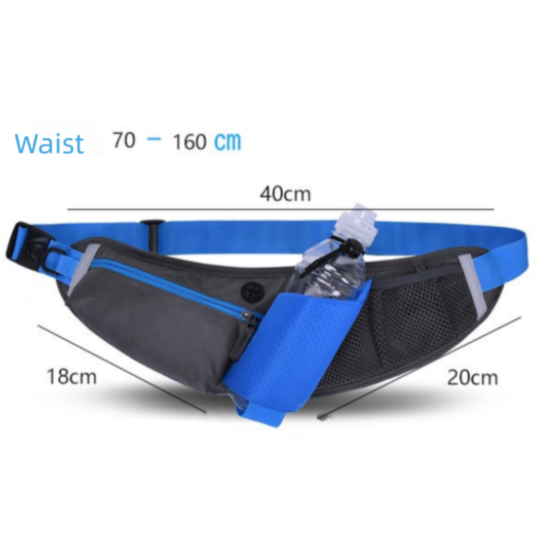 Black Adjustable Large Capacity Outdoor Sports Running Waist Pack(Waistline 70-160CM) - Multifunctional Marathon Pouch With Water Bottle Holder & Headphone Exit 6