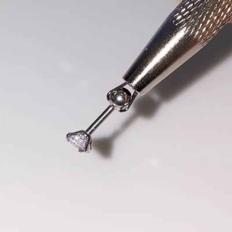 Stainless Steel Earring Wearer Helper - 4-Prong Grabber Tool , Ear Stud Threaded Ball Fixed Aid (6CM) 3
