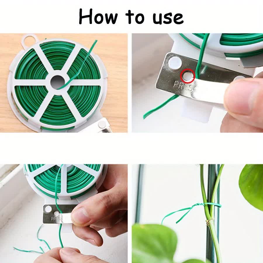 4-Rolls 100M Multifunctional Plastic Steel Twist Tie with Cutter - Sturdy Reusable Plant Support & Climbing Vine Tie 3