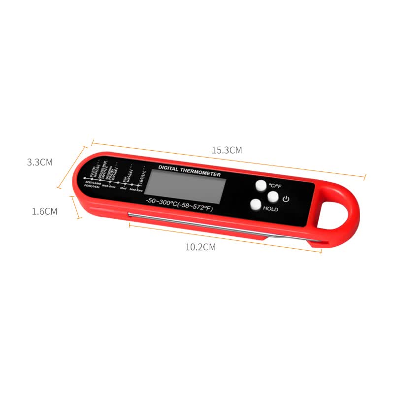 Red Folding Probe Digital LED Food Thermometer(-50℃ to 300℃) - Kitchen Cooking BBQ Meat Milk Temperature Gauge, High Accuracy with Magnet & Hanging Hole 5