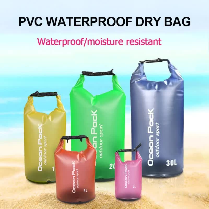 Blue 20L PVC Waterproof Swimming Bag Bonus with Waterproof Phone Pouch - Roll-Top Floating Dry Gear Bags for Beach, Kayaking & Outdoor Sports