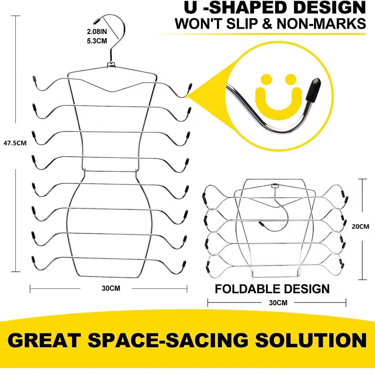 Foldable Vertical Layered Bra and Lingerie Organiser Hanger(8 Tier: 50.5X30.5cm) - Stainless Steel Space Saver for Underwear, Bras, and Tank Tops 4