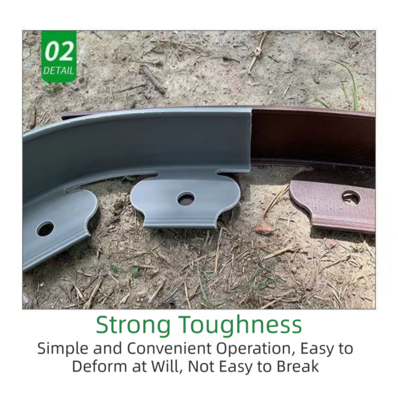 Black L-Shape PE Landscape Edging Roll Kit (10CM Height x 10M Long) - Anti-Root Lawn & Garden Divider with 30 Ground Stakes 4