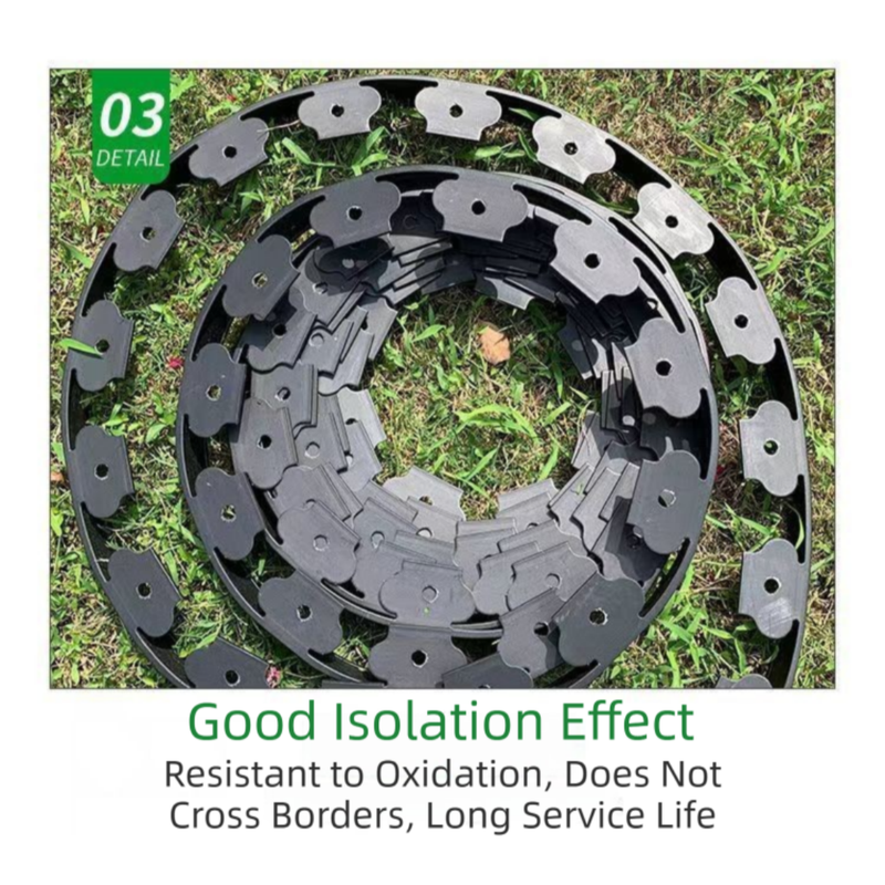 Black L-Shape PE Landscape Edging Roll Kit (10CM Height x 10M Long) - Anti-Root Lawn & Garden Divider with 30 Ground Stakes 5